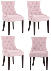 Set 4 poltrone pranzo Aberdeen in velluto rosa,antico