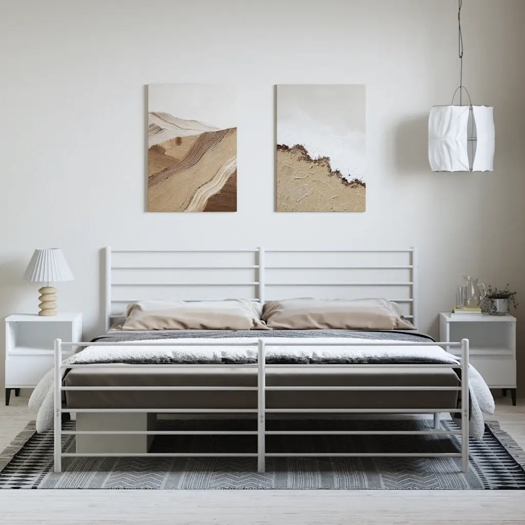 Giroletto con Testiera e Pediera Metallo Bianco 183x213 cm 352391