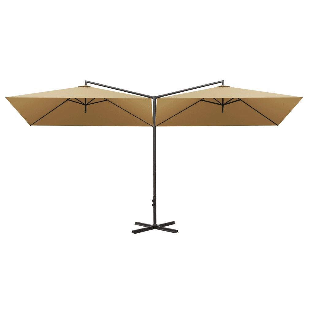 Ombrellone Doppio con Palo in Acciaio Grigio Talpa 600x300 cm