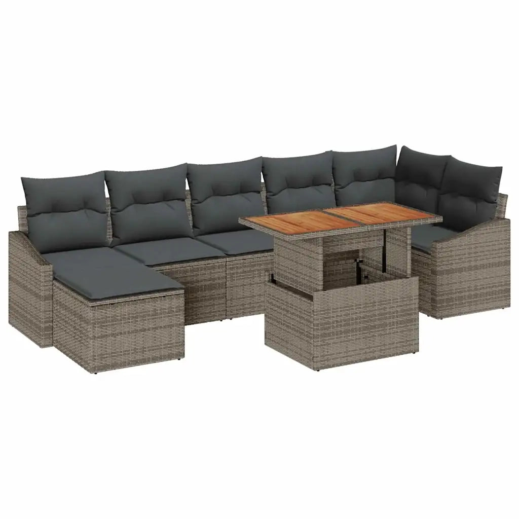 Set da Pranzo per Giardino con cuscino 8 pcs Grigio e Marrone 3349866