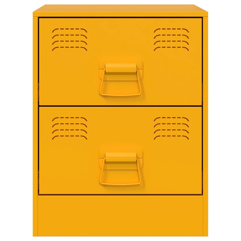 Comodini 2 pz Giallo 34,5x39x44 cm in Acciaio