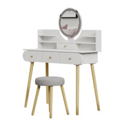 Vicco Tavolo da toilette Bianco 100 cm con specchio LED e sgabello