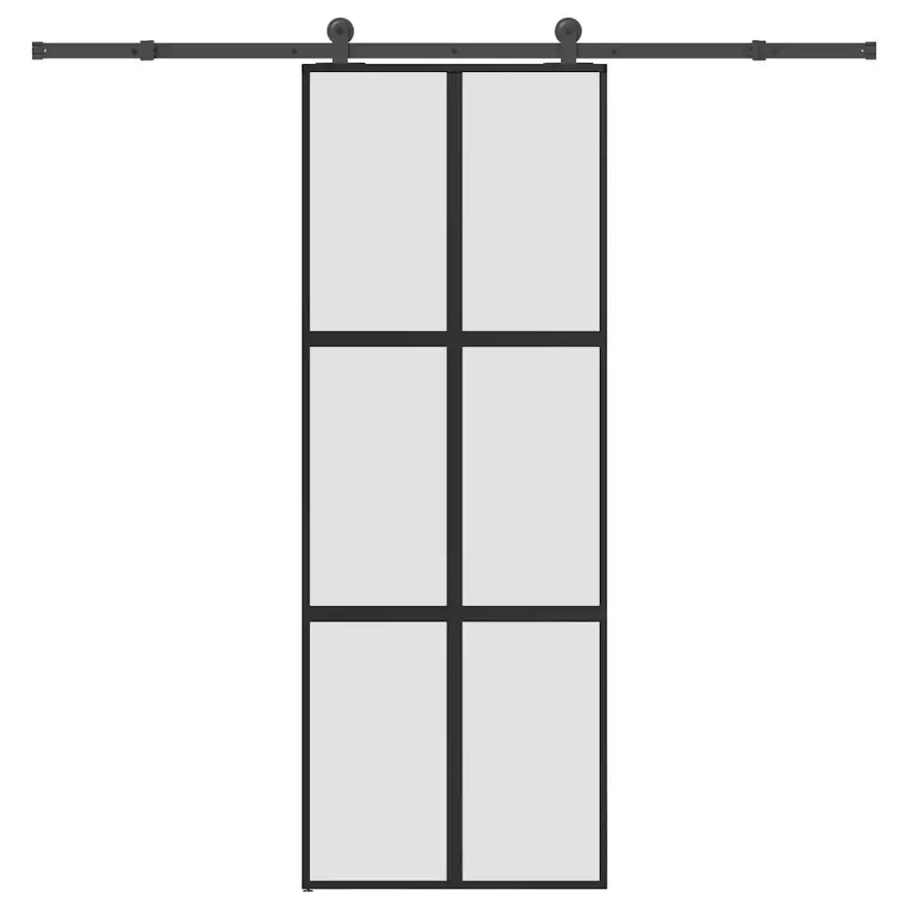 Porta Scorrevole Ferramenta 76x205 cm Vetro Temperato Alluminio
