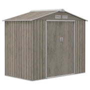 Casetta da Giardino in Metallo con Prese d'Aria e Doppia Porta Scorrevole, 2.1x1.3m, Marrone Chiaro