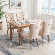 SEDIA da pranzo in velluto beige 97x51x47 cm, schienale alto, Set da 4 pezzi
