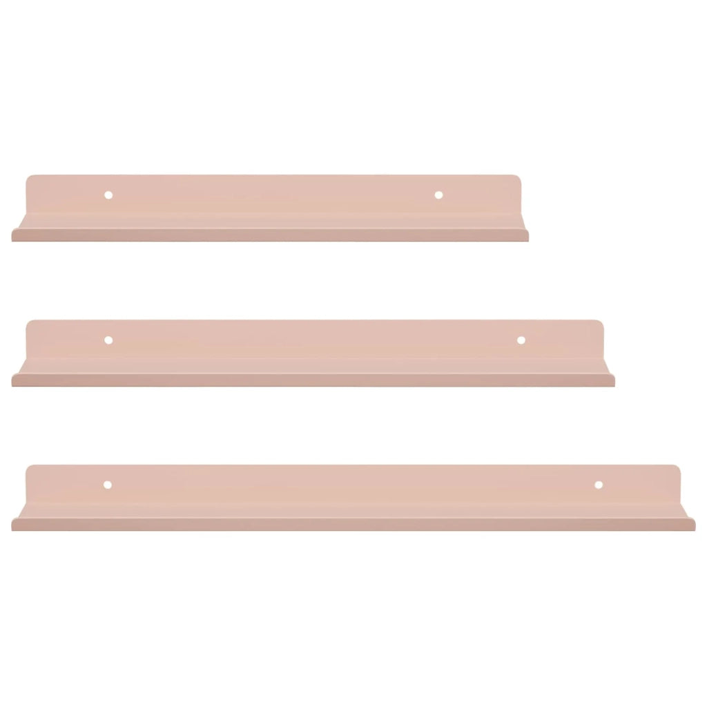 Mensola sospesa 3 pcs Rosa 40 x 9 x 2,5 cm Acciaio