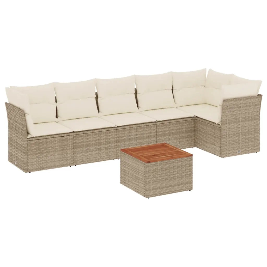 Set Divani da Giardino 7 pz con Cuscini Beige in Polyrattan 3223650