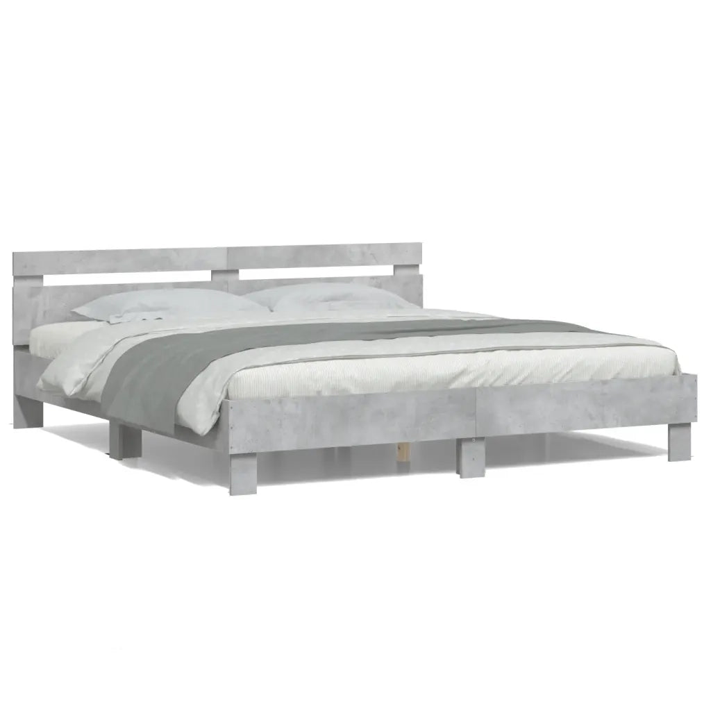 Giroletto con Testiera e LED-Struttura Letto con testiera Grigio Cemento 180x200 cm 807605