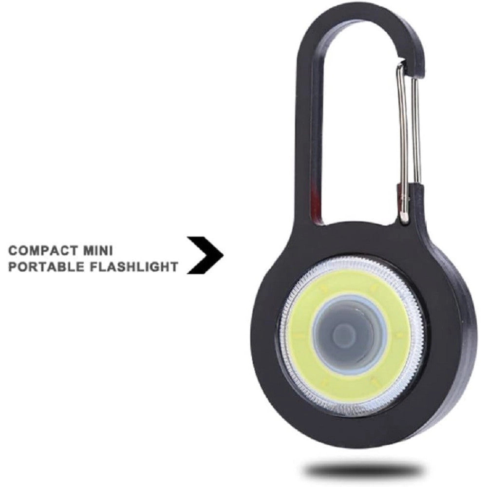 Trade Shop - Torcia Luce Tascabile A Led Cob Mini Con Batteria Moschettone Manici Per Esterni -