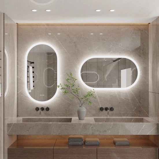Specchio con illuminazione - Per la camera da bagno - Illuminazione a LED - Adattabile sia orizzontale che verticale - Anti-mist