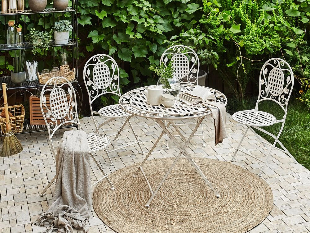 Set da Balcone Bistro a 4 Posti in Metallo Verde Chiaro moderno