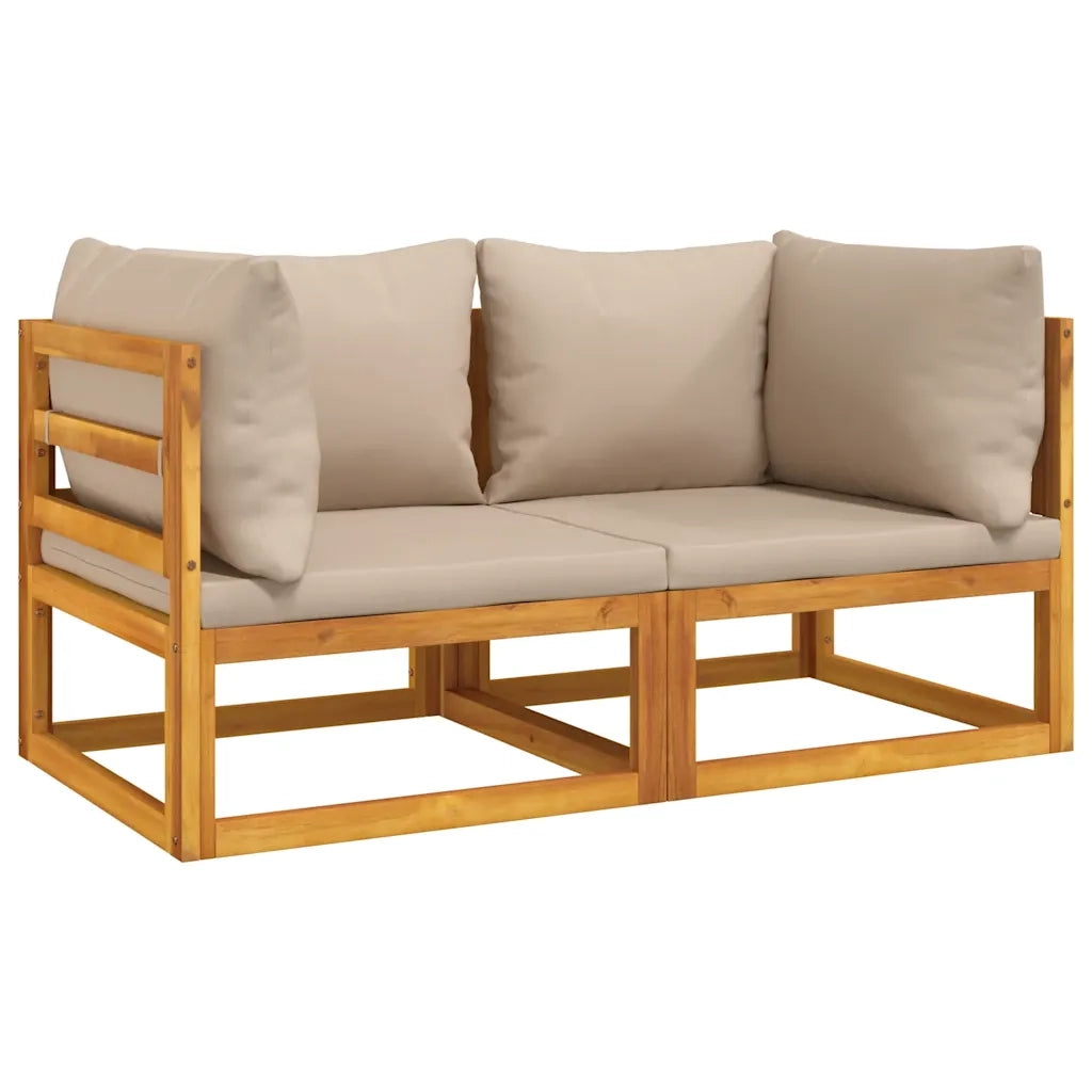 Divani Angolari Modulari 2pz Cuscini Tortora Massello Acacia 360000
