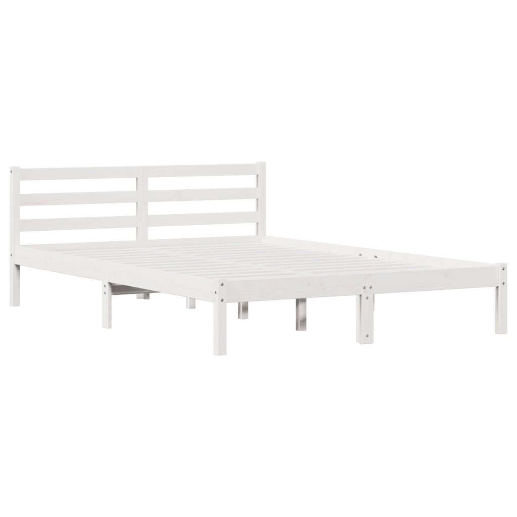Struttura del letto con testiera Bianca 140x220 cm Legno massello di pino