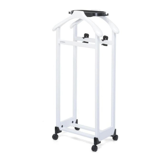 Foppapedretti 9900395010 IlMettinsieme Indossatore con 2 Spalle Portapantaloni Pinze Regolabili Vaschetta Portaoggetti Base Portascarpe Ruote Piroettanti colore Bianco