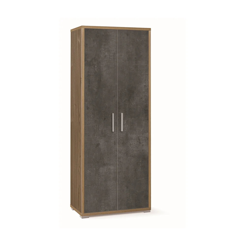 Armadio mobile 2 ante 71x41x182H cm in kit di design colore Noce Stelvio e Ossido nero