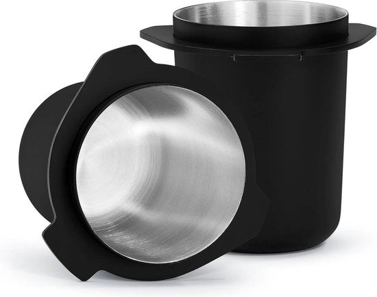 Portafiltro da 533 mm - contenitore per dosaggio - acciaio inossidabile 304 - nero lucido - rivestimento antiscivolo - compatibile con Breville Barista Express - portafiltro per macchine da caffè Breville da 54 mm