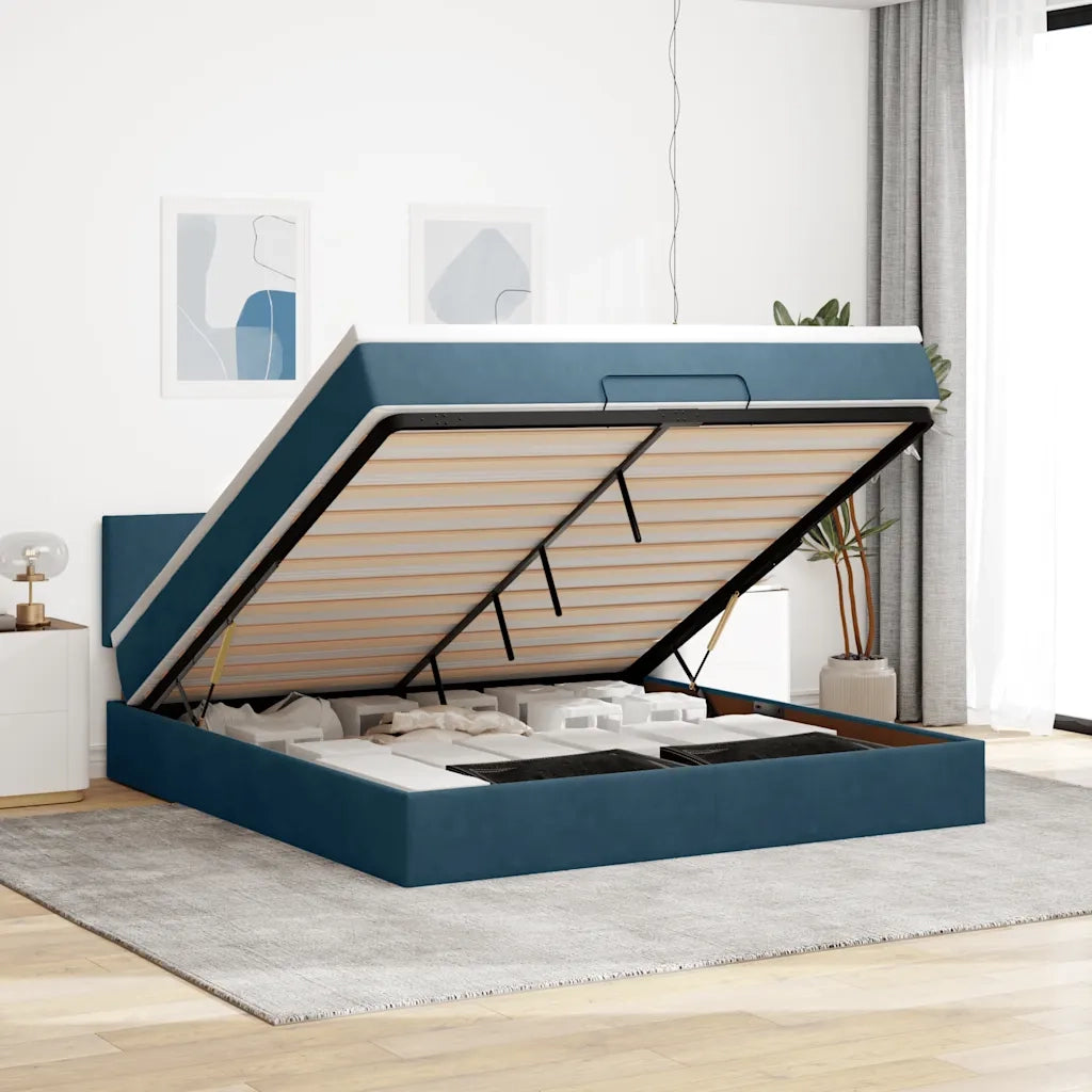 Struttura Letto Pouf con Materasso 180x200 cm in Velluto