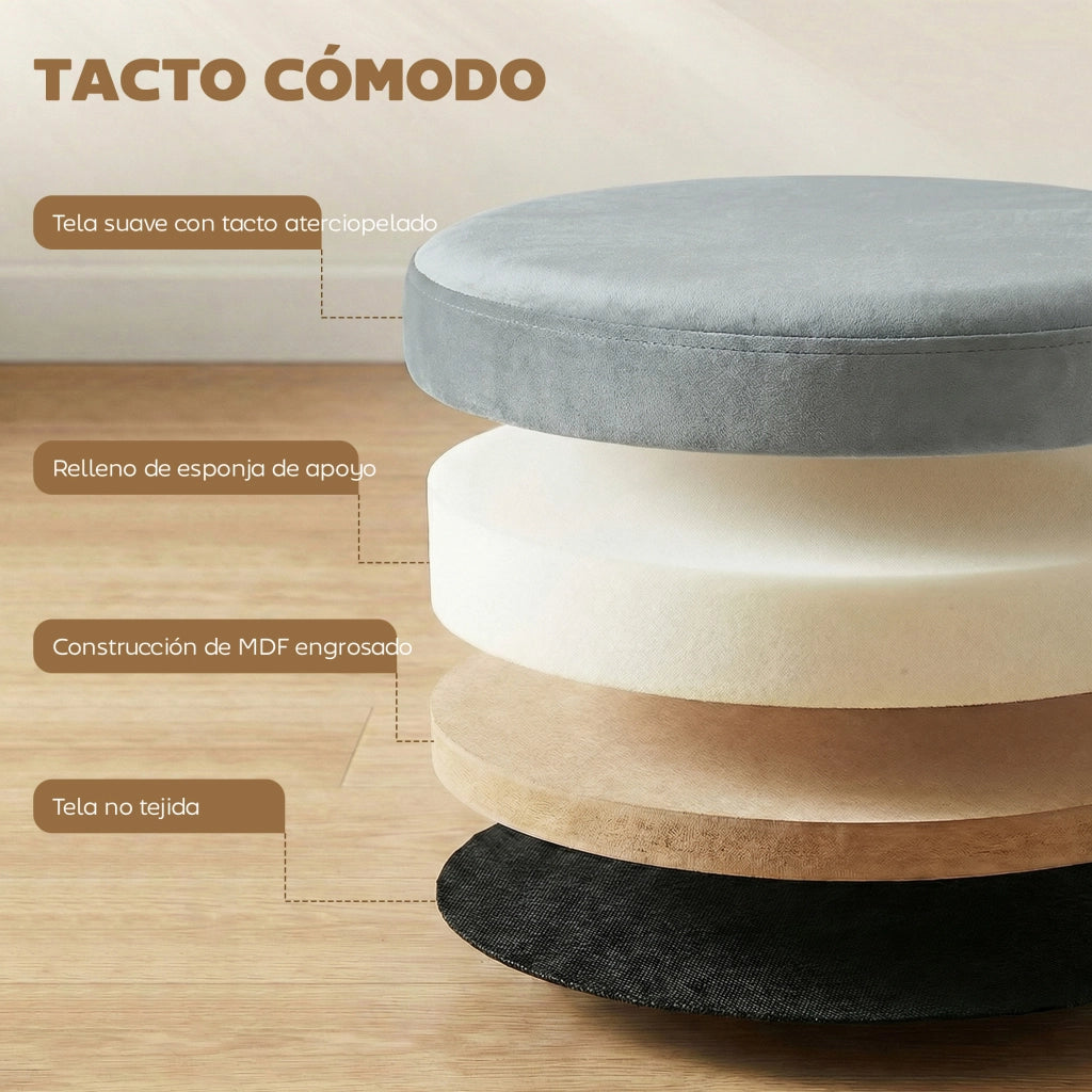 Pouf con Cassetti Pieghevole ¨C Zephmum ¨C 38x38x38 cm Grigio Scuro Tessuto Velluto