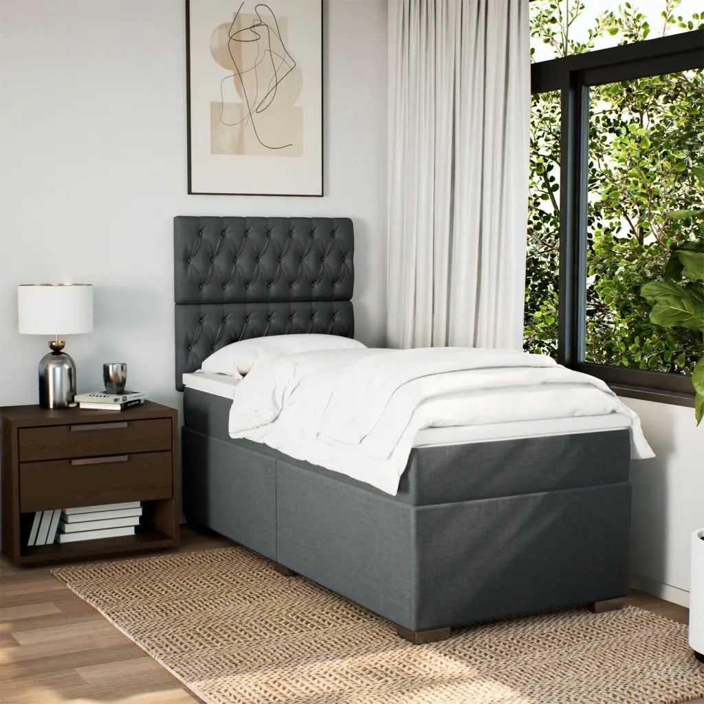 Giroletto a Molle con Materasso Grigio Scuro 90x190 cm Tessuto 3290351