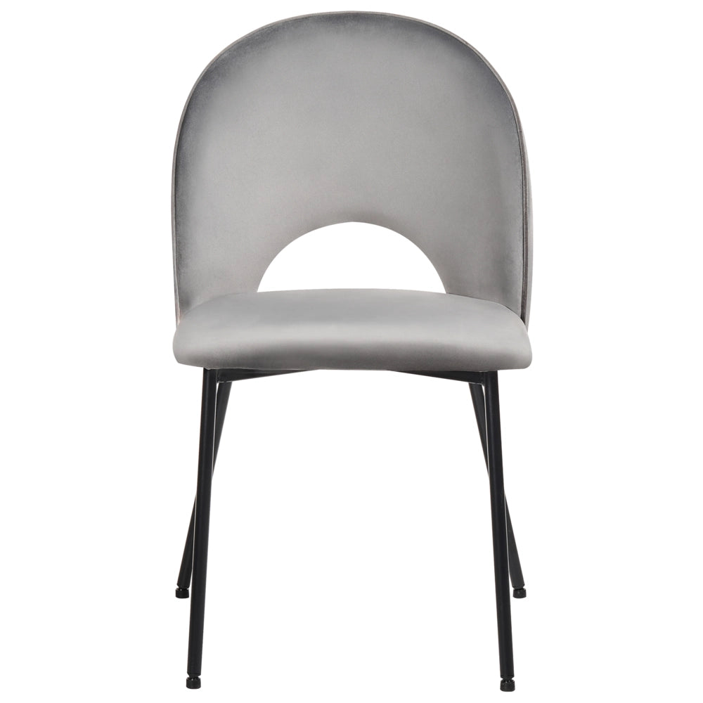 Set di 2 sedie da pranzo rivestimento in velluto grigio gambe nere glamour retrò