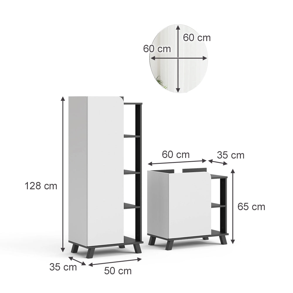 Vicco Set di mobili da bagno Antracite/bianco 3 parti