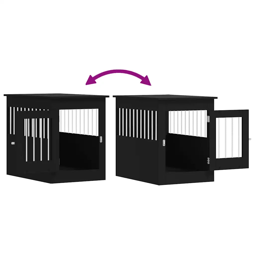Gabbia Cani da Arredamento Nera 55x80x68cm Legno Multistrato CFW5147861