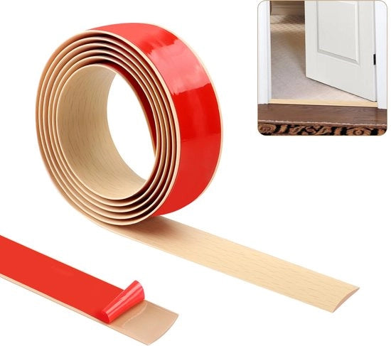 Striscia di transizione in vinile autoadesiva 200cm×4cm, striscia di porte in vinile autoadesiva, striscia di sbarriera porta, profilo di bordo di pavimento in lamina di legno piatto (esedra)