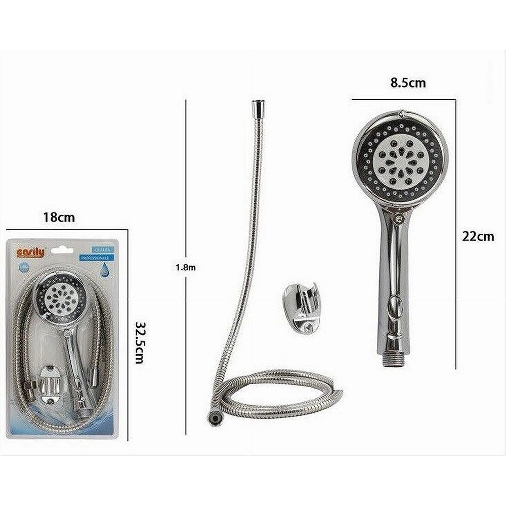 Trade Shop - Kit Doccetta Rotonda Doccino Soffione Doccia Con Laccio 1,8mt Staffa Bagno 69300 -