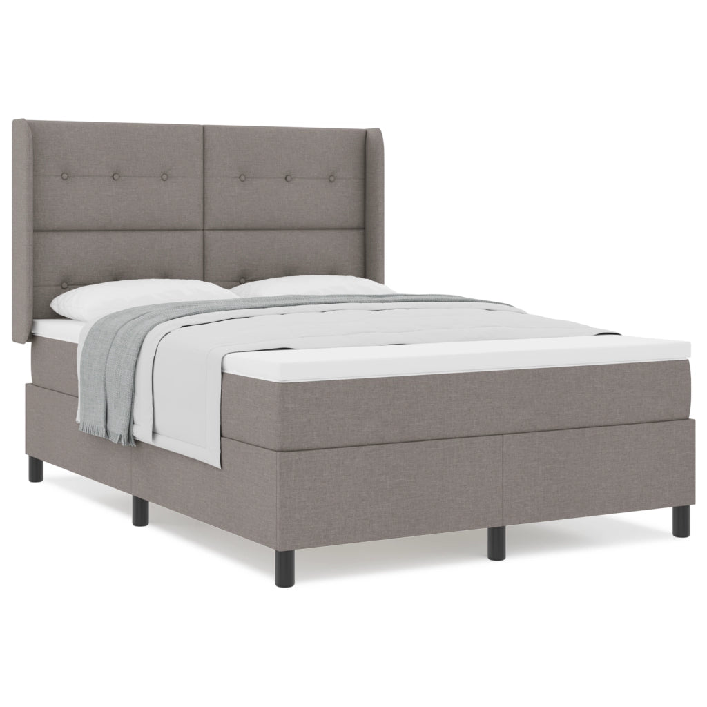 Letto Box Spring con Materasso Tortora 140x200 cm Tessuto