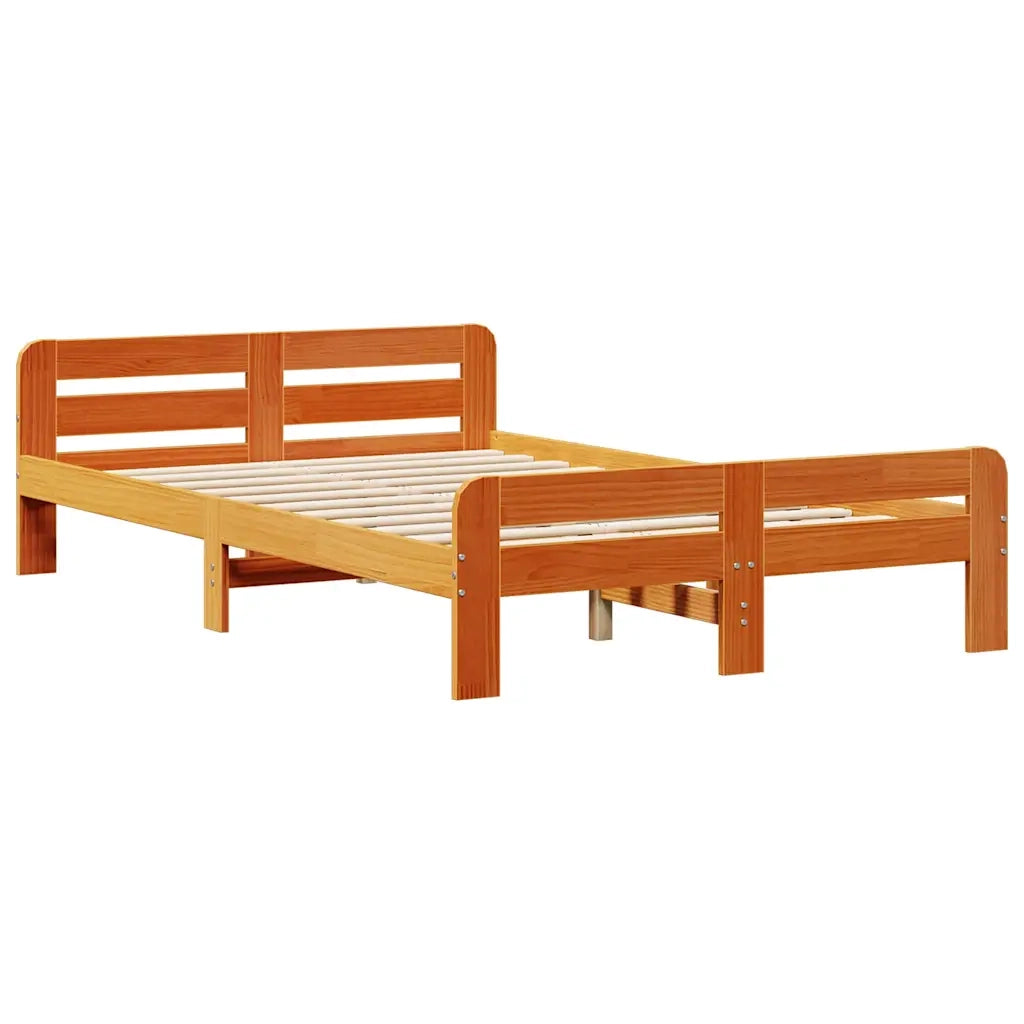 Letto Libreria senza Materasso Marrone Cera 135x190 cm in Pino 3308899