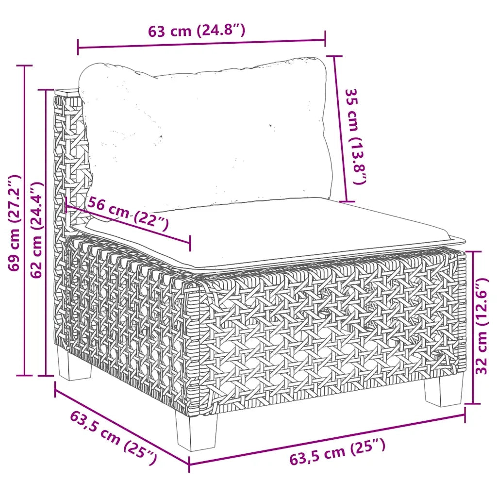Set Divano da Giardino 8 pz con Cuscini Beige in Polyrattan