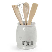 PORTA UTENSILI IN CERAMICA BIANCO CON DECORAZIONE CUORE 11X13CM