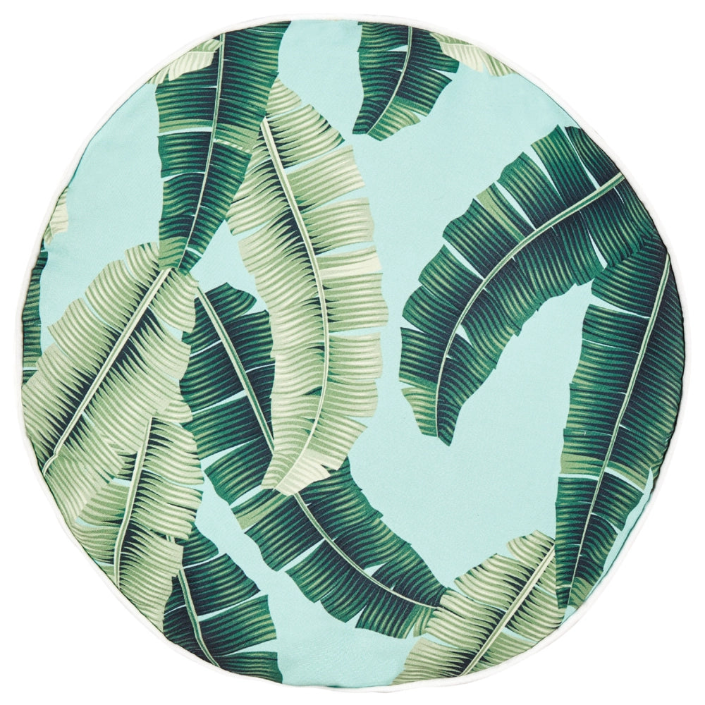Set di 2 cuscini da giardino in poliestere verde ⌀ 40 cm Motivo a foglie rotondi Design moderno Cuscini decorativi