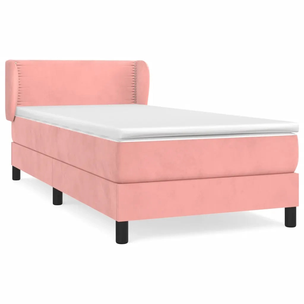 Giroletto a Molle con Materasso Rosa 100x200 cm in Velluto