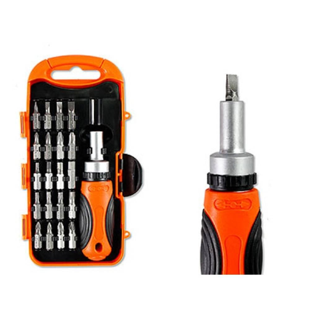 Trade Shop - Kit Cacciavite A Cricchetto Multiuso 21pz Inserti Intercambiabili Giravite 94273 -