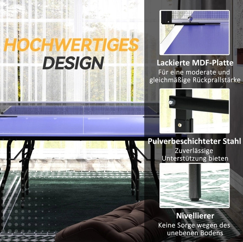 Tavolo da ping pong pieghevole 274x152,5 cm con rete e accessori