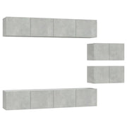 Set di Mobili Porta TV 6 pz | Armadietto TV | Mobile Porta TV Grigio Cemento in Legno Multistrato