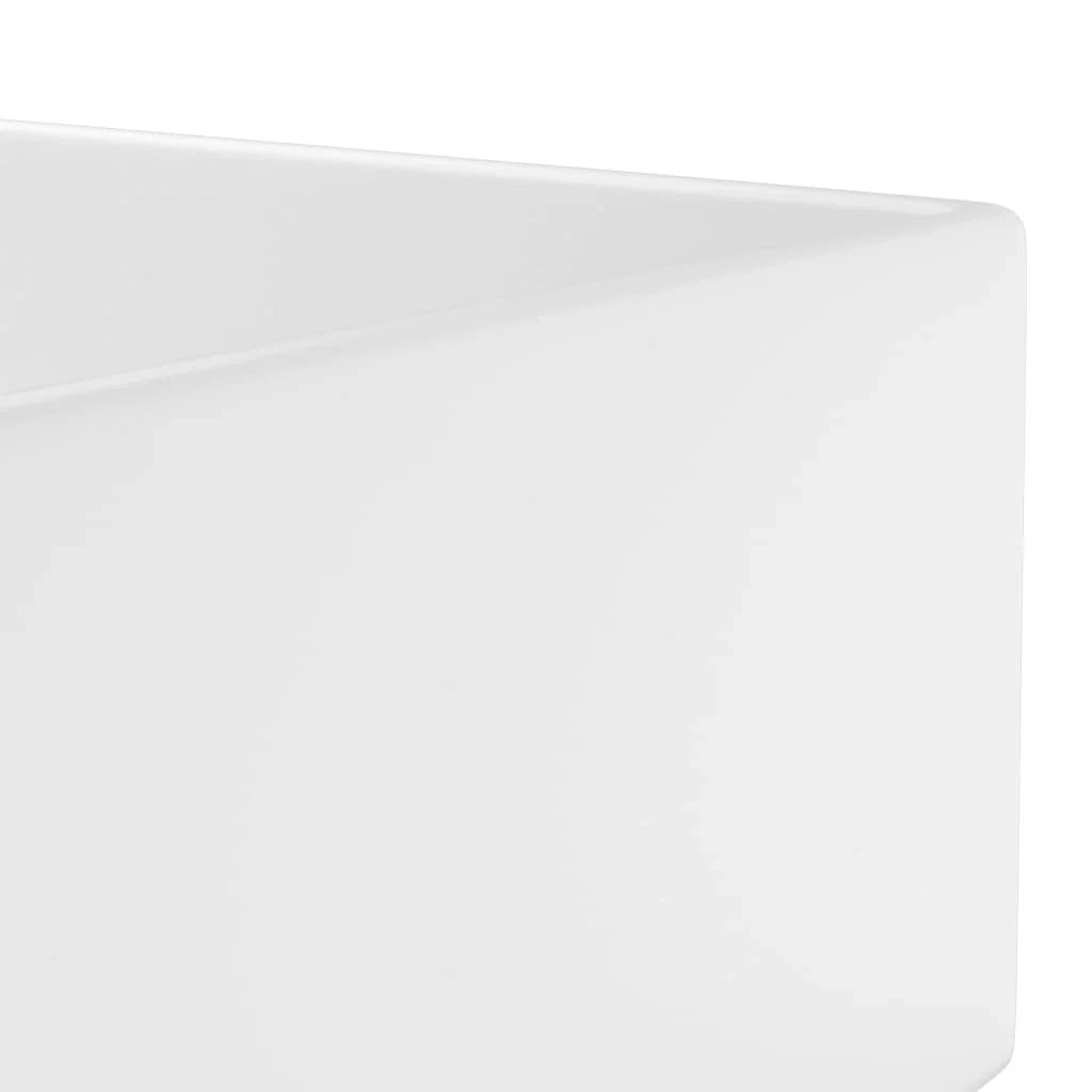 Lavandino da bagno con troppopieno lavabo da appoggio lavello da cucina lavabo da bagno lavabo per cosmetici 48 x 25 cm ceramica bianca opaca 02_0002729