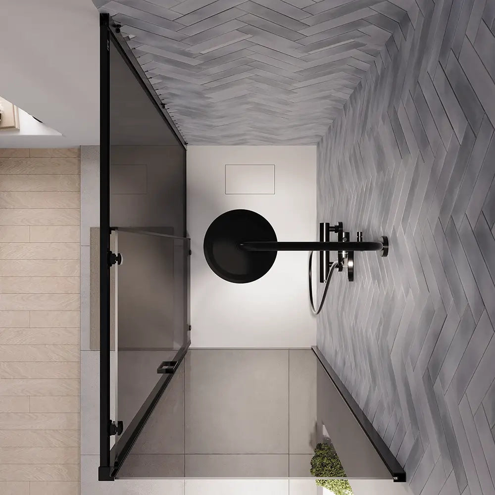 Box doccia 70x120 cm scorrevole vetro 6mm fumé profili nero opaco | Lipari