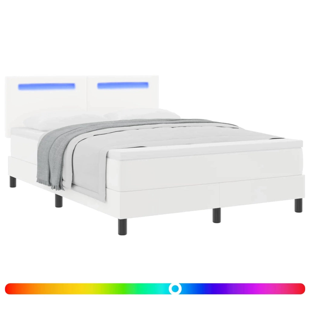 Letto a molle con materasso Bianco 140 x 190 cm Pelle sintetica 3339049