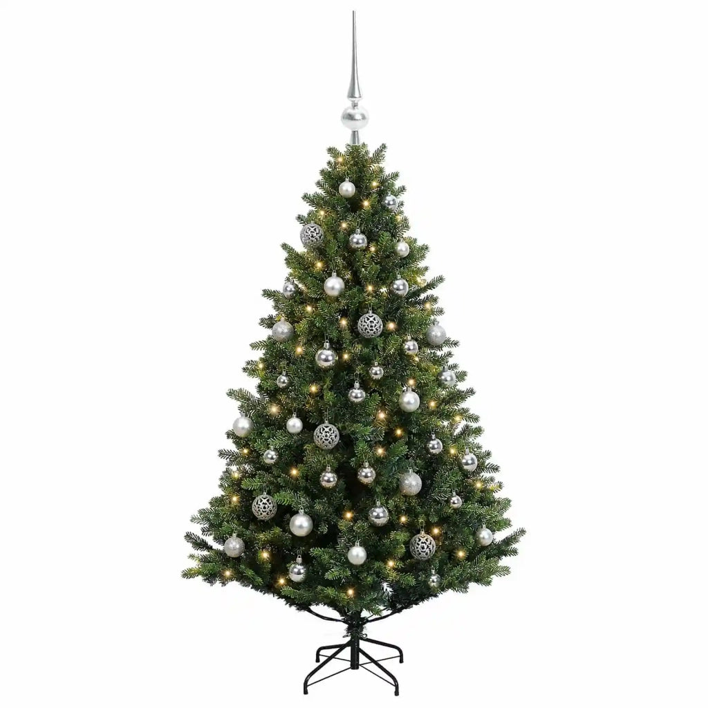 Albero di Natale Artificiale con Palline 150 cm 150 LED 3465970