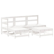 Set Salotto da Giardino 5 pz | Set di Mobili da Esterno Bianco in Legno Massello di Pino