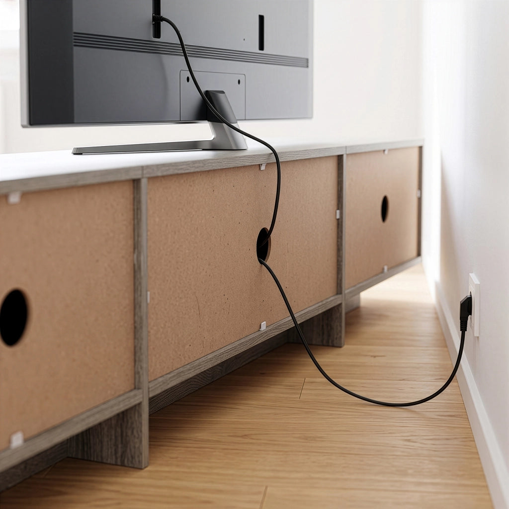 Mobile porta TV Kapipimso con Ante a Ribalta - Effetto Rovere, Grigio [en.casa]