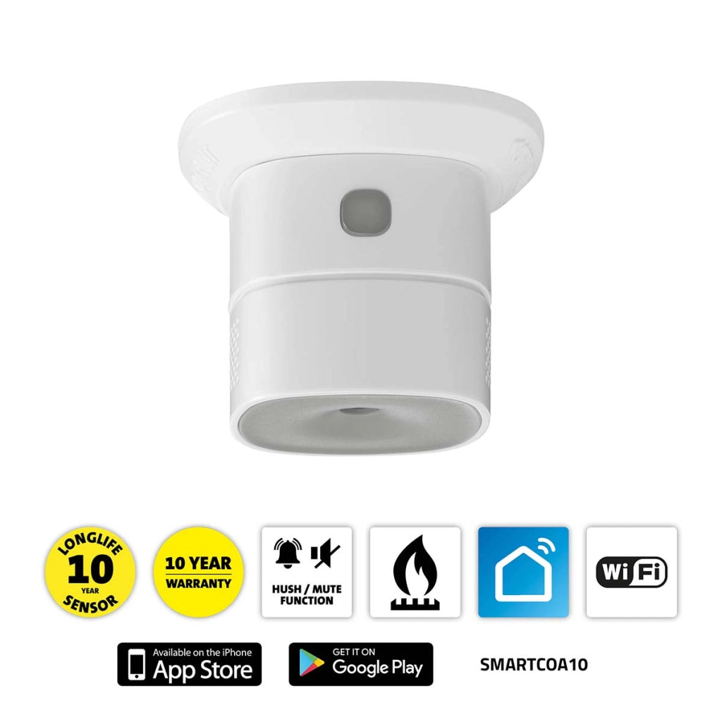 Rivelatore intelligente di monossido di carbonio SMARTCOA10 ZigBee 3.0 Bianco Alecto