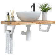 Ripiano a Parete per Lavabo in Acciaio e Massello di Acacia 3302698