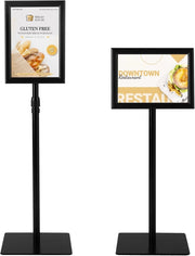 Supporto per poster A4, set di 2 espositori con rotazione a 360°, altezza regolabile 74-118 cm, base ponderata, pannello per menu, matrimonio, ristorante (nero, 2)