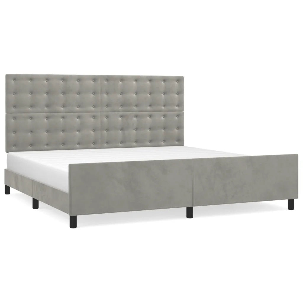 Giroletto senza Materasso Grigio Chiaro 200x200 cm Velluto