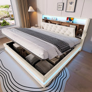 LETTO Contenitore 180x200 cm in velluto Beige con testiera multifunzione