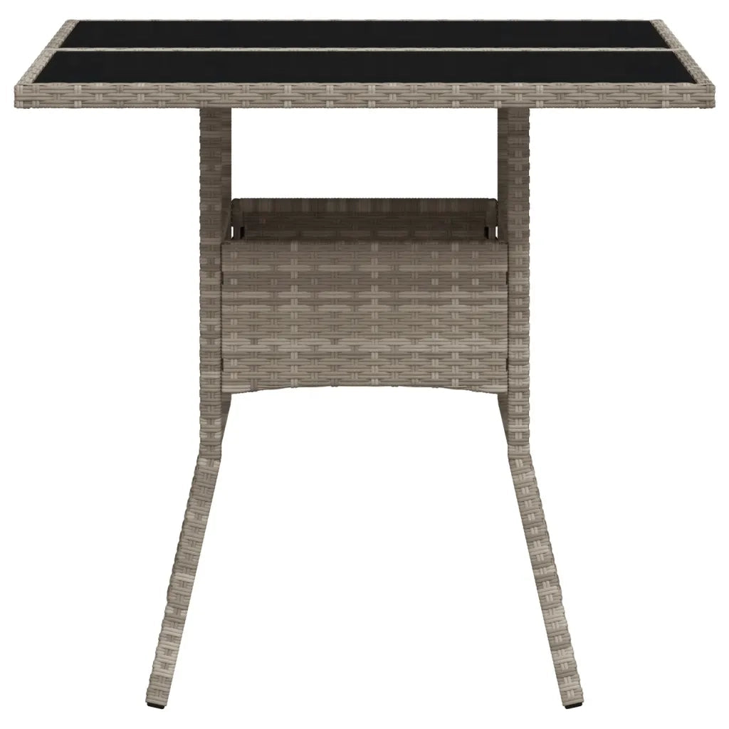 Tavolo Giardino Piano Vetro Grigio Chiaro 80x80x75cm Polyrattan
