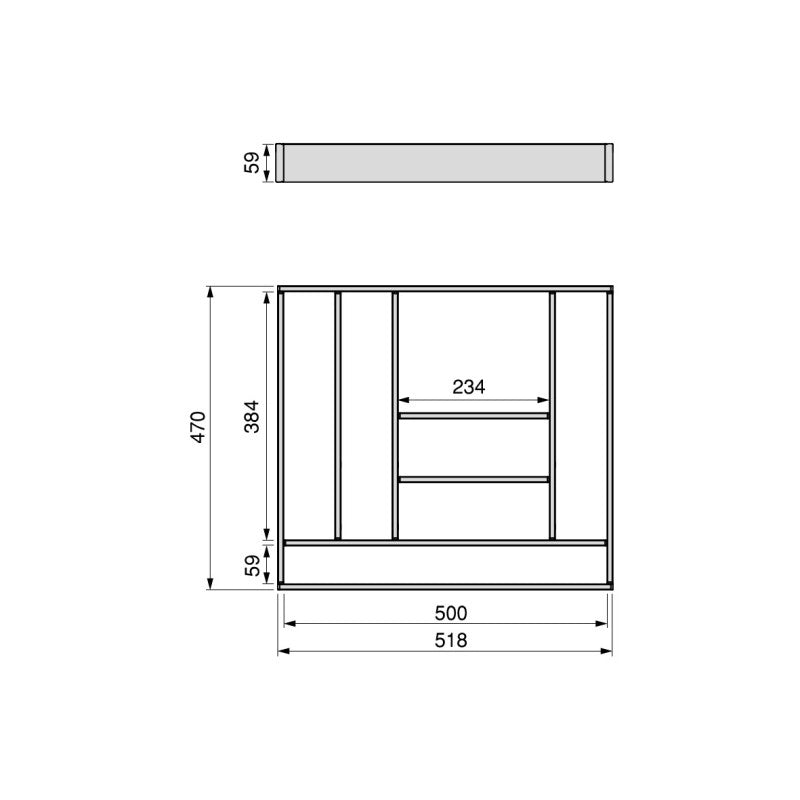 Organizzatore per cassetti Alumount 900x500, Alluminio, Grigio antracite